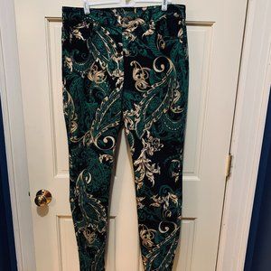 Paisley Jeggings by Chico's in Black, Gold and Green - Size 2